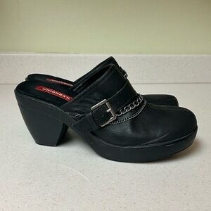 Unionbay Womens‎ Okeefe Black Round Toe Slip On Mule Cuban Heels 8 M Chain Y2K